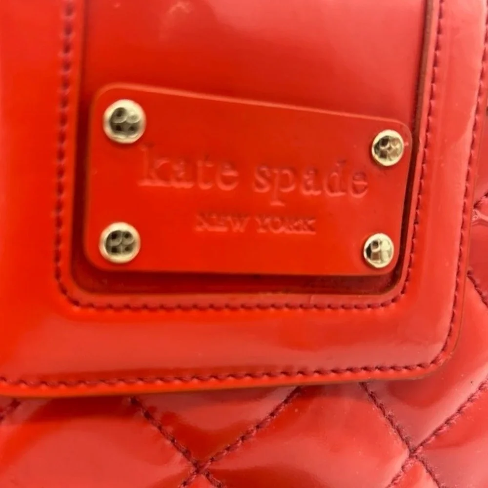 Kate Spade Wristlet Women's Cherry Red Quilted Patent Leather Clutch Bag